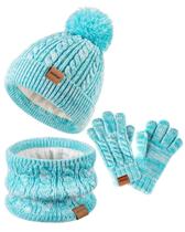 Chapéu de inverno, luvas, conjunto de cachecol ZUPPAD para crianças, verde menta