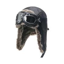 Chapéu De Inverno Masculino Quente Com Pelúcia Sintética, Óculos De Proteção, À Prova De Vento, Para Chapéu De Inverno Masculino Quente Com Pelúcia Sintética, Óculos De Proteção, À Prova De Vento, Para
