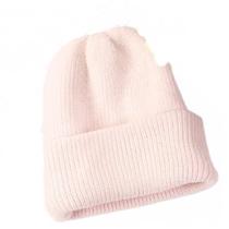 Chapéu de inverno Wokex Beanie Rabbit Fur Tricot Cashmere Rosa