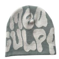 Chapéu de malha bordado de lã, gorro de inverno, anime