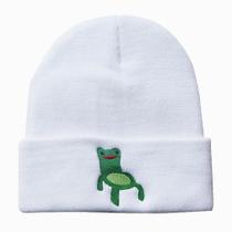 Chapéu de malha Drinking Frog bordado Anime Warm Unissex