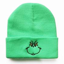 Chapéu de malha Green Grinchs bordado em anime de inverno unissex Chapéu de malha Green Grinchs bordado em anime de inverno unissex