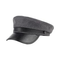 Chapéu De Marinheiro De Couro Azul Marinho Unissex, Boné Beret Para Primavera E Outono, Estilo