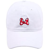 Chapéu de pai Disney Minnie Mouse Bows bordado em algodão branco