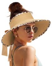 Chapéu de palha com viseira solar Camptrace para mulheres com aba larga UPF 50+