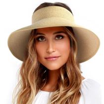 Chapéu de palha com viseira solar FURTALK para mulheres, de aba larga, embalável