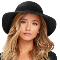 Chapéu de palha de sol FURTALK feminino UV80+ com aba dobrável preta