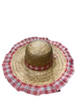 Chapéu de Palha Feminino com tecido estampado Festa Junina