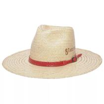 Chapéu de Palha Feminino copa Boiadeiro Bandinha de couro Vermelho