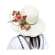Chapéu de Palha Feminino de Aba Larga - Dobrável, para Praia e Sol