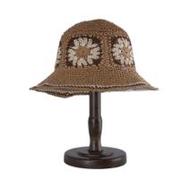 Chapéu De Palha Feminino De Verão Com Proteção UV, Visor De Crochê, Boné De Praia