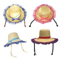 Chapéu de Palha Festa Junina c/ Trança e Renda Jovens Adulto - Real Seda Chapéu de Palha Festa Junina c/ Trança e Renda Jovens Adulto - Real Seda
