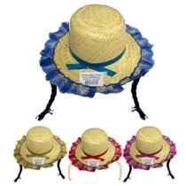 Chapéu de Palha Infantil Feminino Trança Festa Junina Maza Chapéu de Palha Infantil Feminino Trança Festa Junina Maza