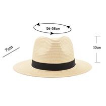 Chapéu de palha largo unissex Chapéu de palha Panamá Roll Up Fedora Beach Sun Hat