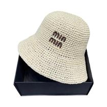 Chapéu De Palha Vintage Feminino Com Alfabeto Bordado, Estilo Coreano, Proteção Solar, Primavera