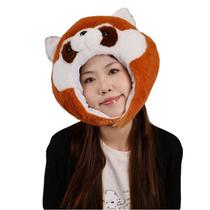 Chapéu de pelúcia fofo de desenho animado vermelho de poliéster para adultos