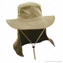 Chapéu de Pesca Safari Jogá com Protetor Solar Nucal E Cinta Fixadora de Pescoço Cor Caqui