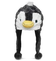 Chapéu de pinguim de pelúcia, gorro de lã aconchegante e quebra-cabeças com abas de orelha