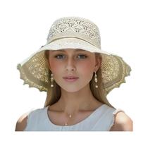 Chapéu De Praia Feminino Com Proteção UV, Dobrável, De Aba Larga, Estiloso, Visor Solar Para Viagens