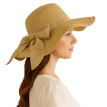 Chapéu de Praia Feminino Guarda Sol Verão Marrom Laço -