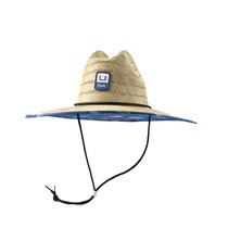 Chapéu de Praia HUK Straw Wide Brim para Homens - Com Peixes e Bandeiras