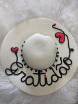 Chapéu De Praia Moda Praia Personalizado Gratidão Chapéu De Praia Moda Praia Personalizado Gratidão