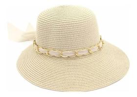 Chapéu De Praia Viseira Palha Corrente Feminina Chapéu De Praia Viseira Palha Corrente Feminina