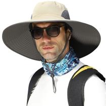 Chapéu de sol Acokac Oversize XXL e aba larga para homens UPF50+ cáqui