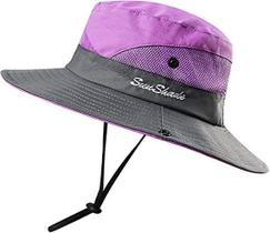 Chapéu de sol Chapéu de pescador para mulheres roxo de praia UPF50+ Chapéu de sol Chapéu de pescador para mulheres roxo de praia UPF50+