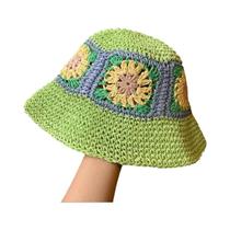 Chapéu de Sol de Palha de Ráfia Dobrável - Colorido e Ideal para Praia e Verão