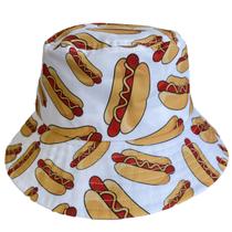 Chapéu de sol embalável com estampa de cachorro-quente Bucket Hat feelacle Chapéu de sol embalável com estampa de cachorro-quente Bucket Hat feelacle