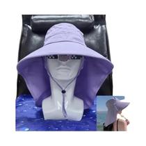 Chapéu de Sol Feminino com Aba Grande - Proteção para o Pescoço em Algodão