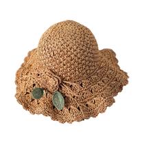 Chapéu De Sol Feminino De Palha Com Aba Larga E Crochê, Elegante Para Verão, Praia, Esportes Ao Ar - NONE