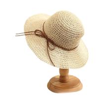 Chapéu De Sol Feminino De Palha Com Aba Larga E Laço, Estilo Panamá, Proteção Solar Para Praia E - NONE