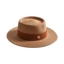 Chapéu De Sol Feminino De Palha Para Verão Com Aba Reta E Fita Boné De Praia Moderno Para Viagem E