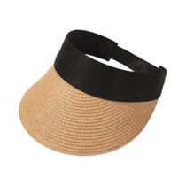 Chapéu De Sol Feminino Dobrável De Palha Com Aba Larga, Estilo Casual De Verão Para Praia