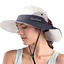 Chapéu de sol feminino ZOORON com rabo de cavalo Safari, proteção UV, bege Chapéu de sol feminino ZOORON com rabo de cavalo Safari, proteção UV, bege