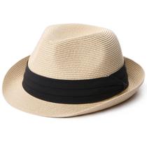 Chapéu de sol FURTALK Fedora Straw para homens e mulheres, aba curta, bege