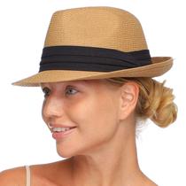 Chapéu de sol FURTALK Fedora Straw para homens e mulheres UPF 50+ (cáqui)