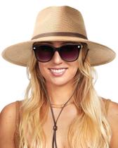 Chapéu de sol FURTALK feminino Summer Straw Beach UPF 80+ cáqui