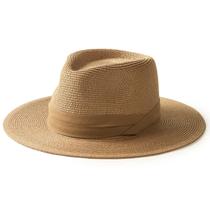 Chapéu de sol FURTALK Panama Hat Fedora Straw Beach Hat Brown