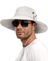 Chapéu de sol FURTALK para homens UPF 80+, dobrável, aba larga, cinza claro
