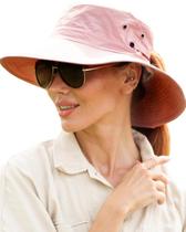 Chapéu de sol FURTALK para mulheres com rabo de cavalo UPF 50+, aba larga, rosa Chapéu de sol FURTALK para mulheres com rabo de cavalo UPF 50+, aba larga, rosa