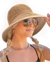 Chapéu de sol FURTALK Summer Straw Beach para mulheres UPF 50 cáqui Chapéu de sol FURTALK Summer Straw Beach para mulheres UPF 50 cáqui