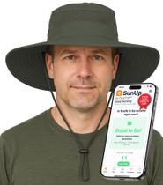 Chapéu de sol GearTop de aba larga com proteção UV dobrável verde militar