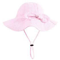 Chapéu de sol para meninas DANMY 2-3 anos listrado rosa UPF 50+