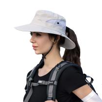 Chapéu de sol PFFY, rabo de cavalo, aba larga, UPF 50+, balde para mulheres