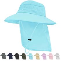 Chapéu de sol Rosoz Wide Brim UPF50+ com aba de pescoço azul