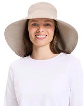 Chapéu de sol Solbari Ultra-largo de algodão e linho UPF 50+ para mulheres