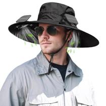 Chapéu de ventilador movido a energia solar InKarts Wide Brim UPF 50+ preto Chapéu de ventilador movido a energia solar InKarts Wide Brim UPF 50+ preto